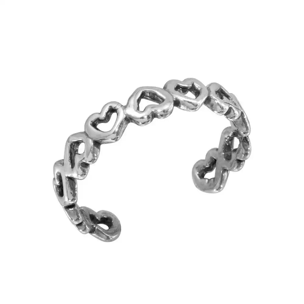 925 Sterling Silver Open Heart Adjustable Toe Ring
