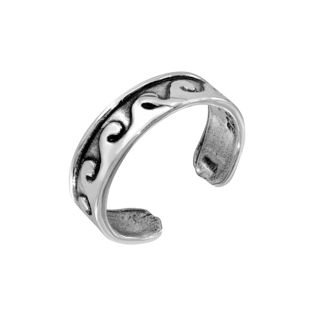 925 Silver Wave Curl Adjustable Toe Ring