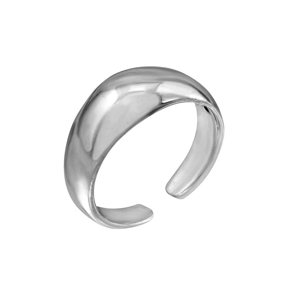 925 Silver High Polished Plain Rounded Adjustable Toe Ring