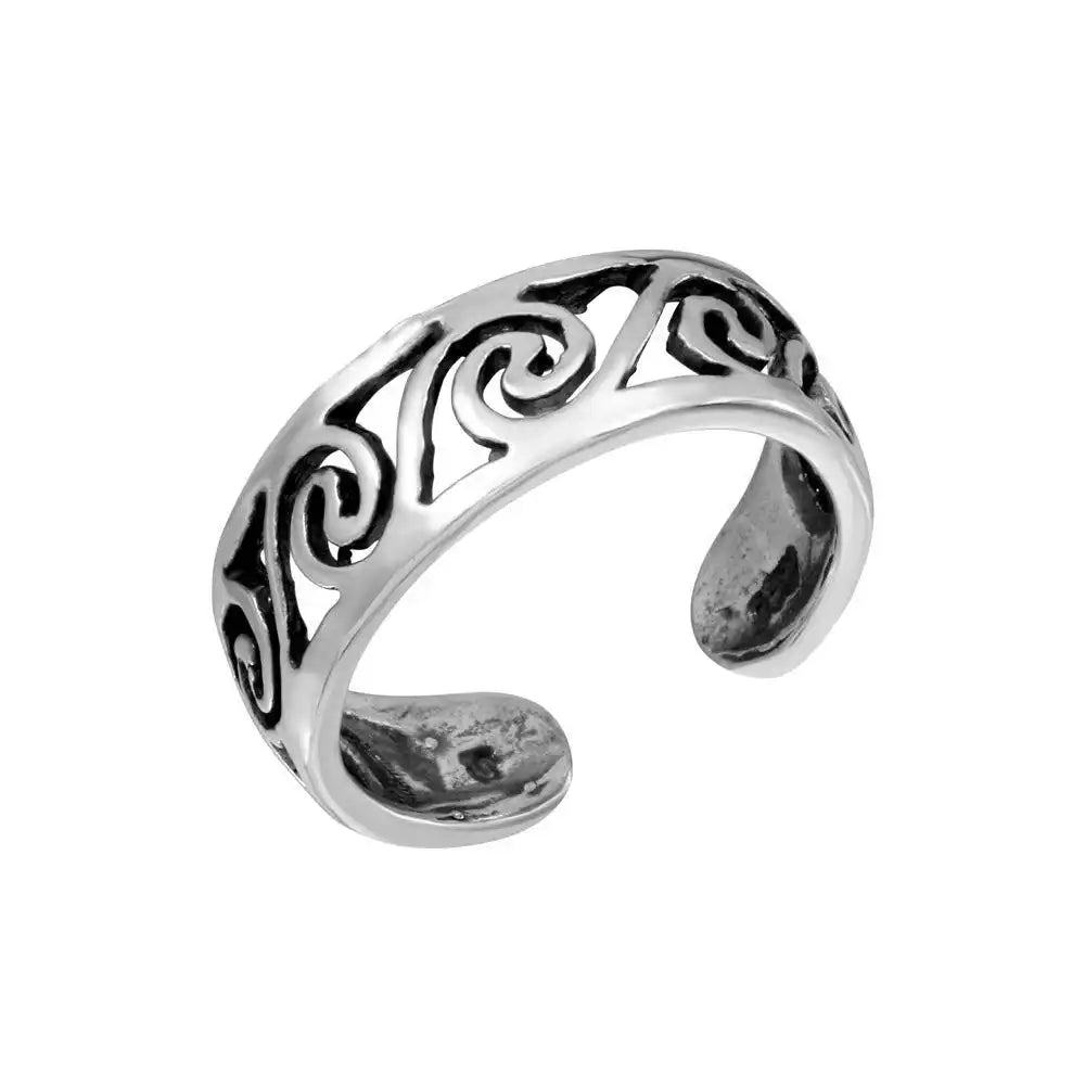 925 Sterling Silver Open Wave Adjustable Toe Ring