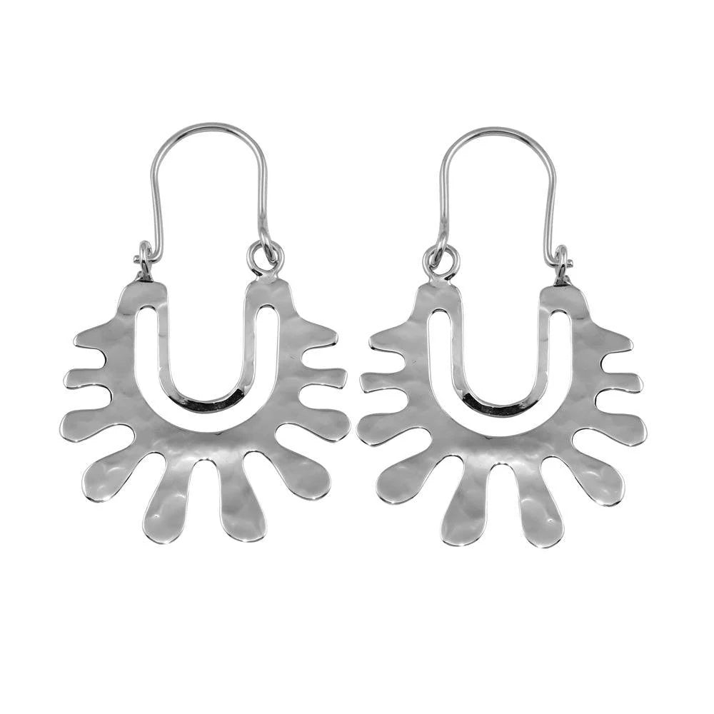 925 Sterling Silver Rhodium Plated Dangling Splatter Earrings