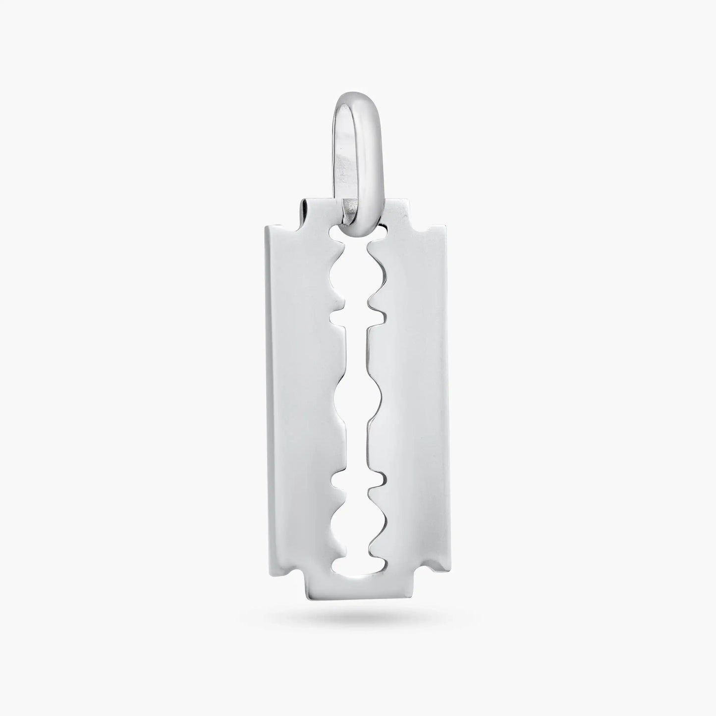 925 Sterling Silver Rhodium Plated Engravable Razor Pendant