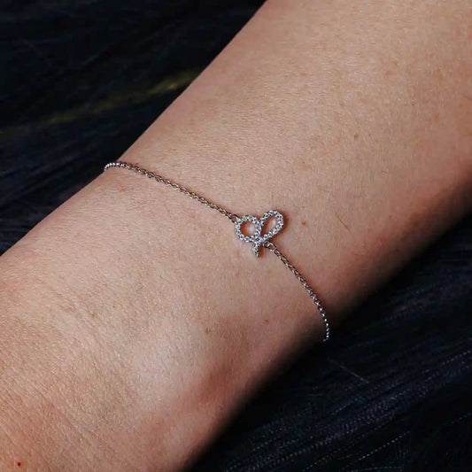 925 Sterling Silver Rhodium Plated Leo Zodiac CZ Adjustable Link Bracelet