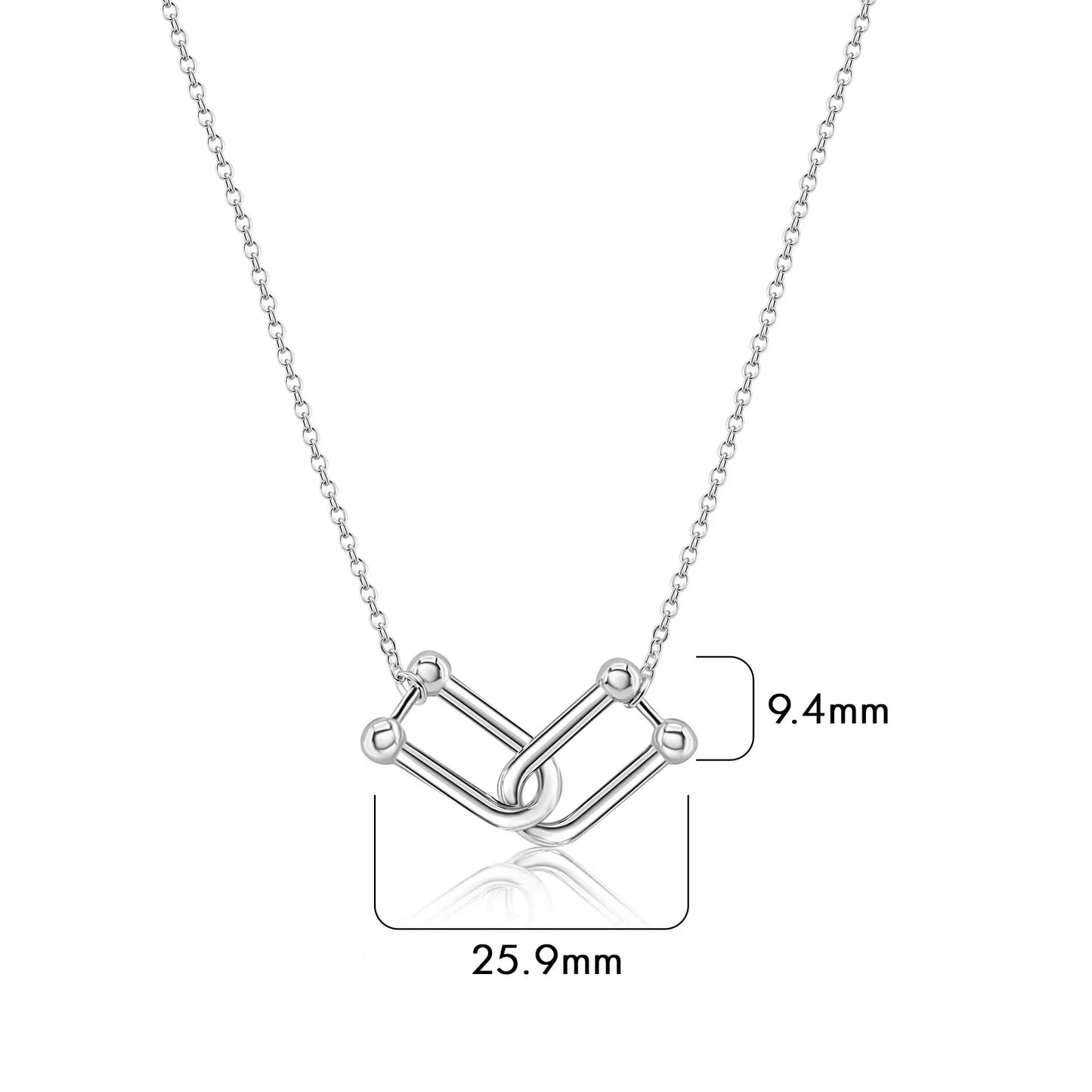 925 Sterling Silver Rhodium Plated Locking Design Necklace