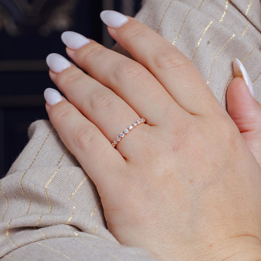 925 Sterling Silver Rose Gold Plated Clear CZ Stackable Eternity Ring