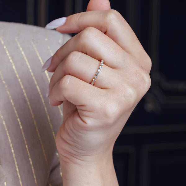 925 Sterling Silver Gold Plated Clear CZ Stackable Eternity Ring