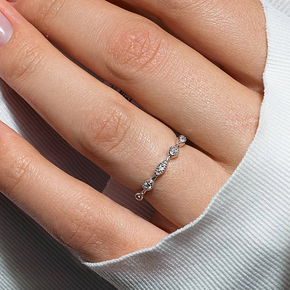 925 Silver Rhodium Plated Multi Shaped Clear CZ Ring