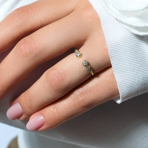 925 Sterling Silver Gold Plated Open Ring with 3 Graduated Round CZ