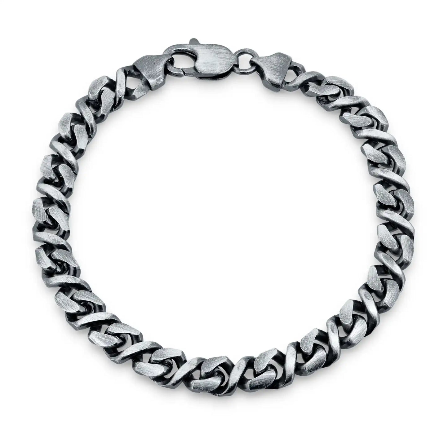925 Sterling Silver Gun Metal Plated Dollar Cuban 7mm Bracelet