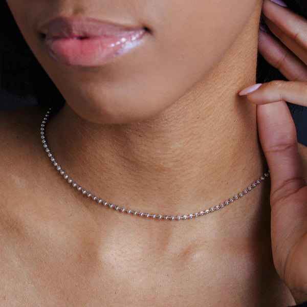 925 Sterling Silver Rhodium Plated Wave Design DC Bead 002 Chains