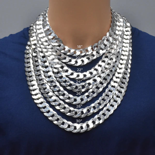 925 Sterling Silver Curb 400 Chain or Bracelet 16.4mm