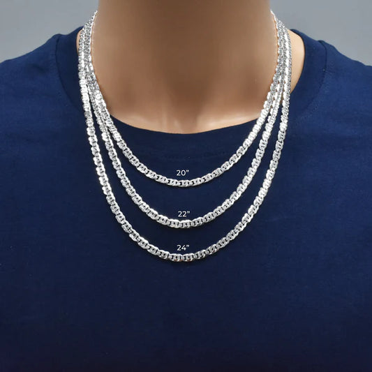 925 Sterling Silver Bird Eye Diamond Cut Curb 120 4.8mm Link Chain