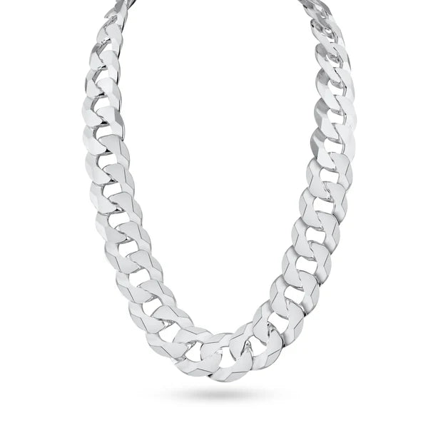 925 Sterling Silver Curb 400 Chain or Bracelet 16.4mm