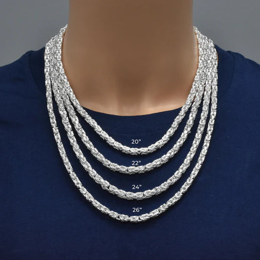 925 Sterling Silver Anti Tarnish Byzantine 4.2mm Chain