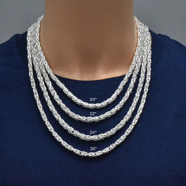 925 Sterling Silver Anti Tarnish Byzantine 4.9mm Chain