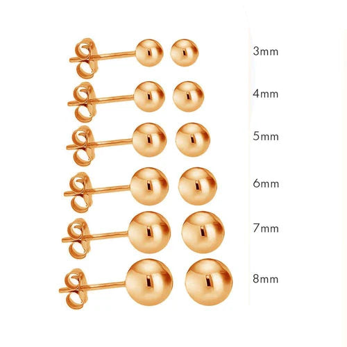 925 Sterling Silver Rose Gold Plated Bead Stud Earrings