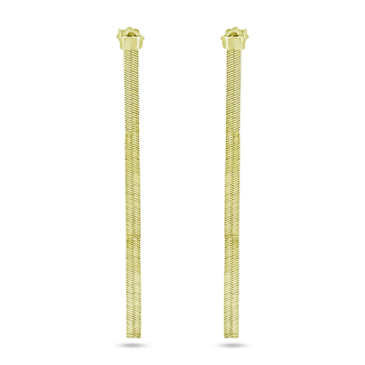925 Sterling Silver Gold Plated Herringbone Dangling Stud Earrings