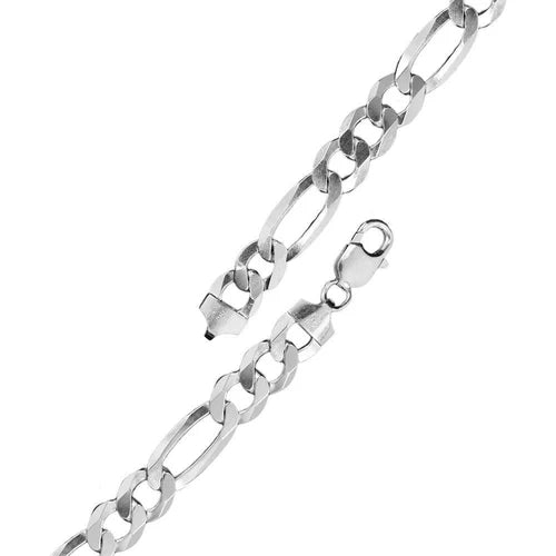 925 Sterling Silver Rhodium Plated Flat Light Weight Figaro 150 Chain 5mm