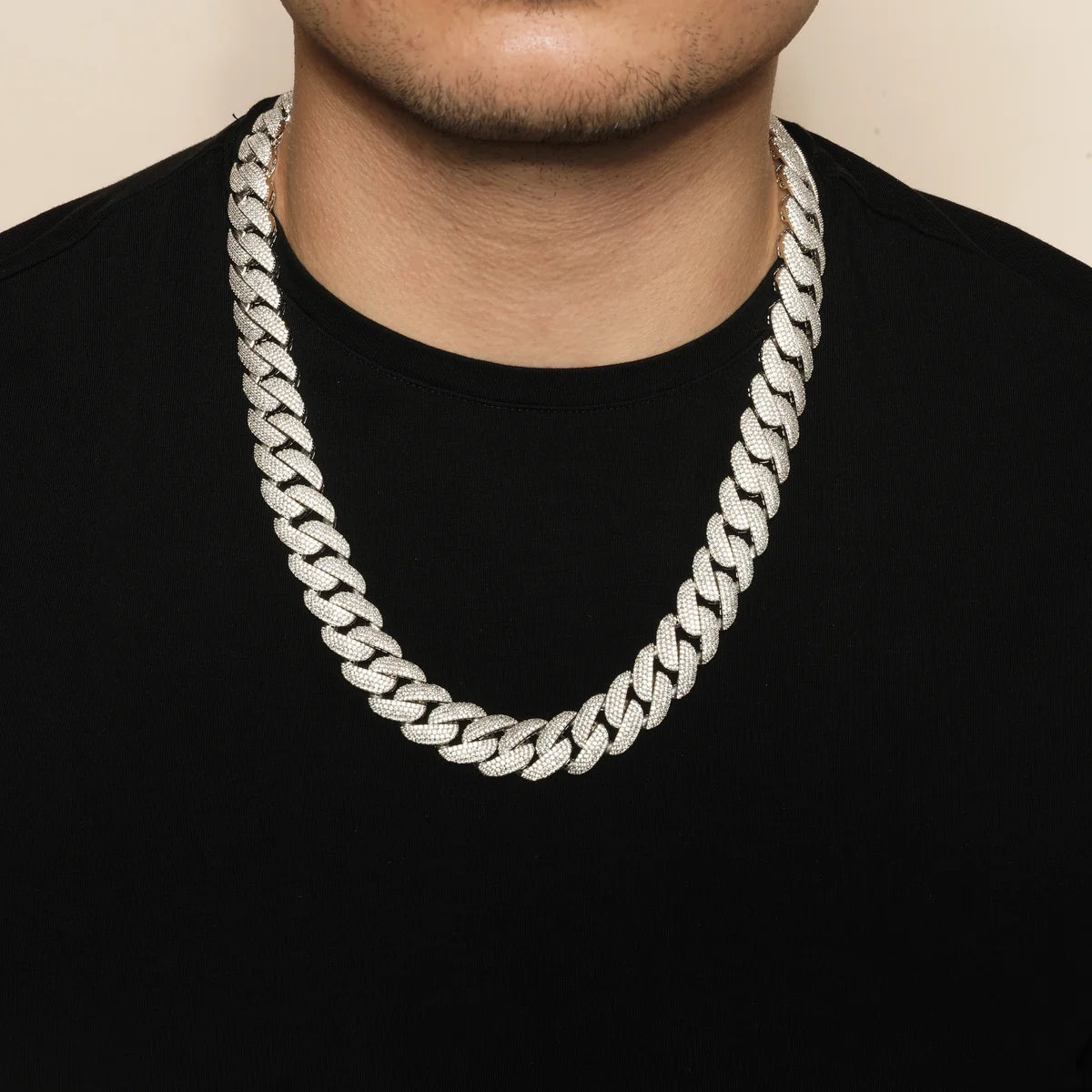 925 Sterling Silver Rhodium Plated Pave CZ Iced Out Cuban Link 17mm Chain or Bracelet