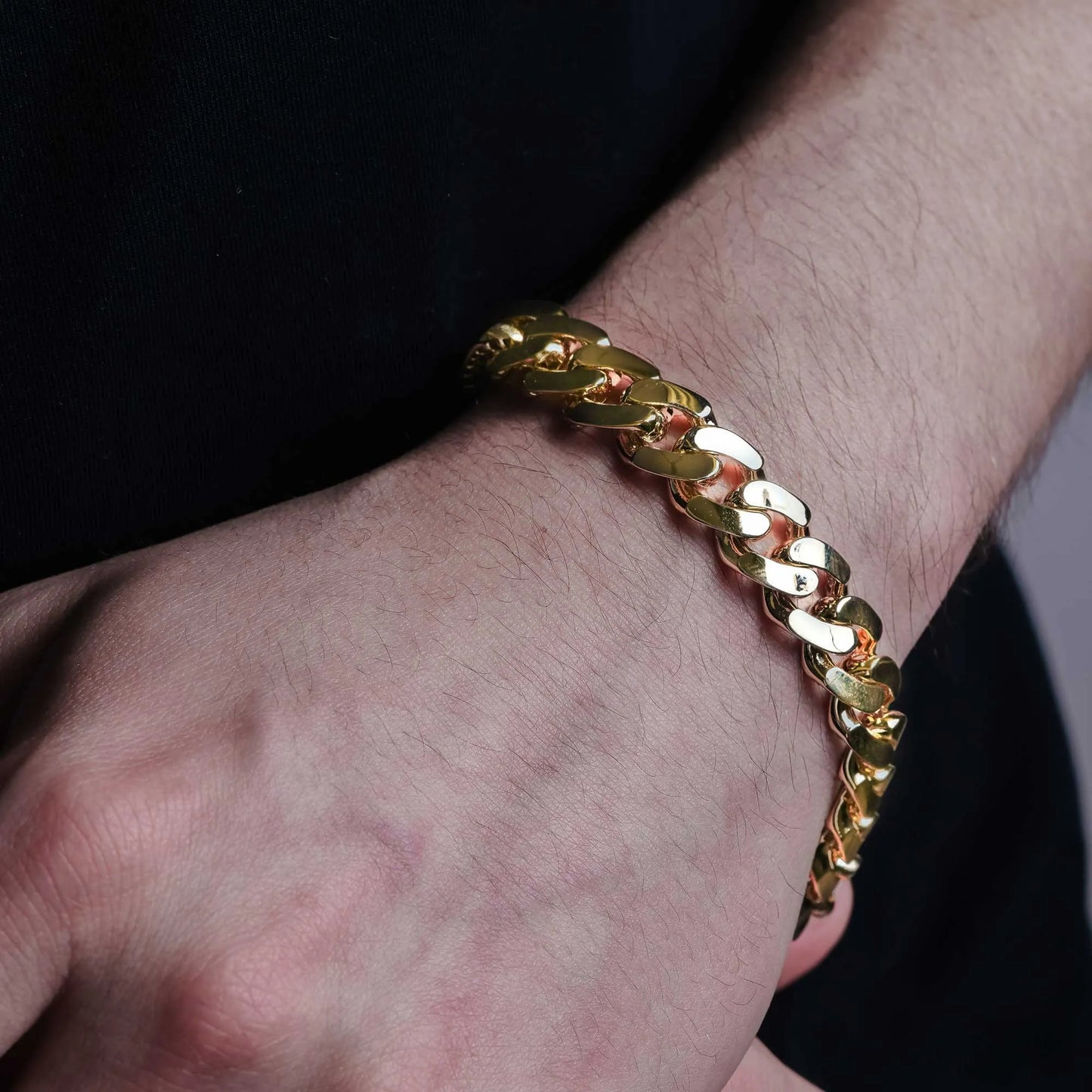 925 Sterling Silver Gold Plated Miami Cuban Hollow Link Bracelet 11.2mm
