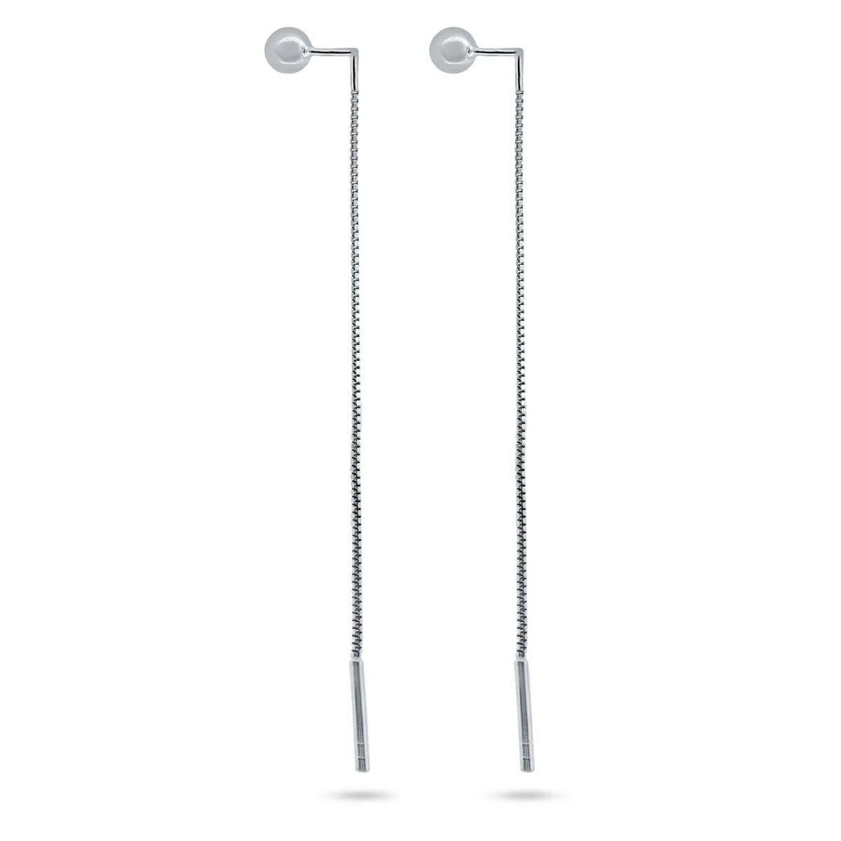 925 Sterling Silver Rhodium Plated Bead Threader Earrings
