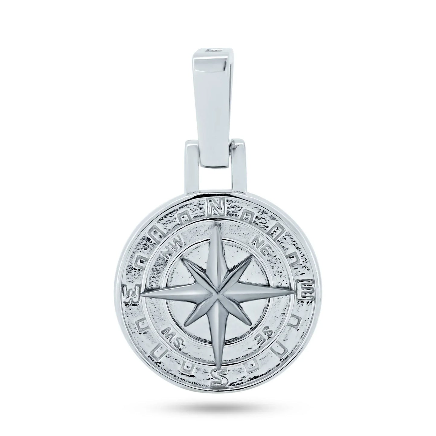 925 Sterling Silver Rhodium Plated CZ Small Northern Star Medallion Pendant