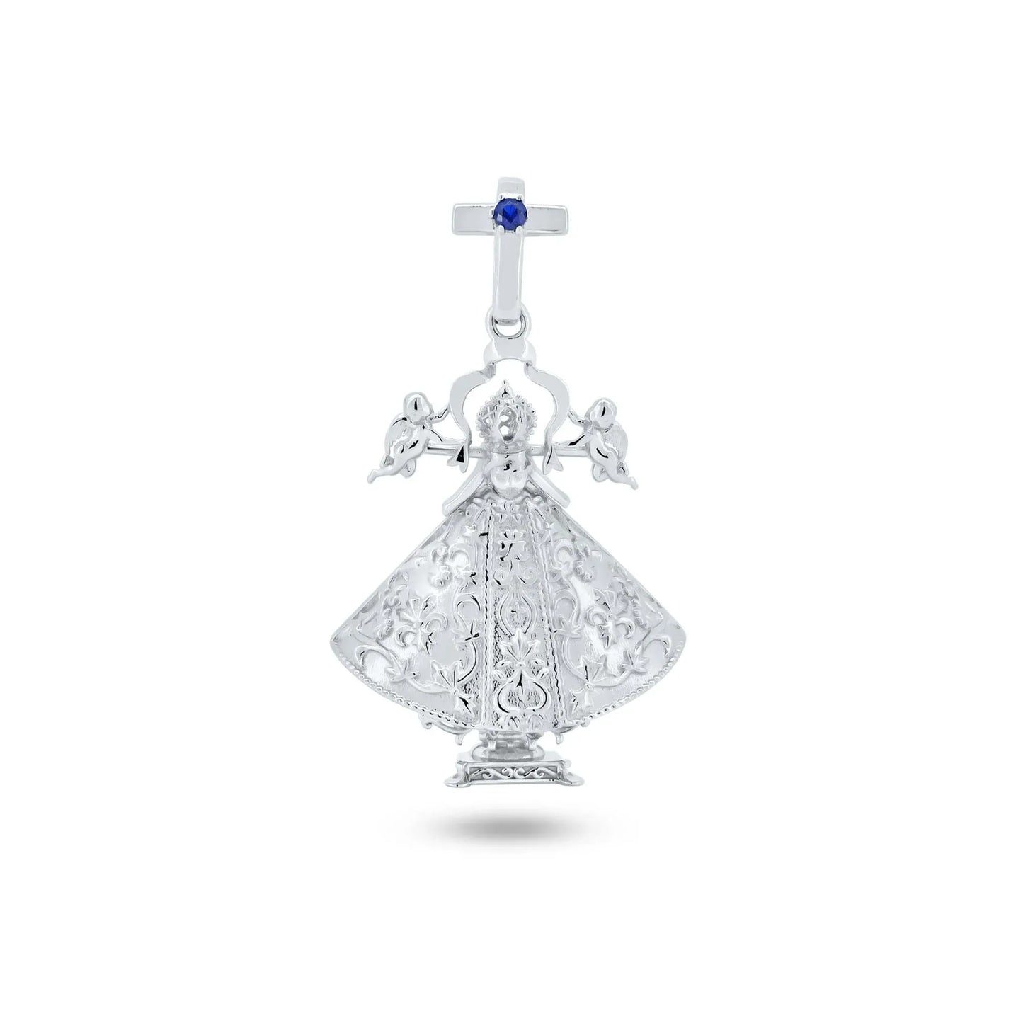 925 Sterling Silver Rhodium Plated Virgen De San Juan De Los Lagos 22mm Pendant
