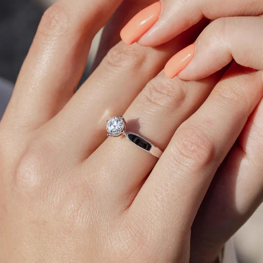 925 Sterling Silver Rhodium Plated CZ Center Stone Ring
