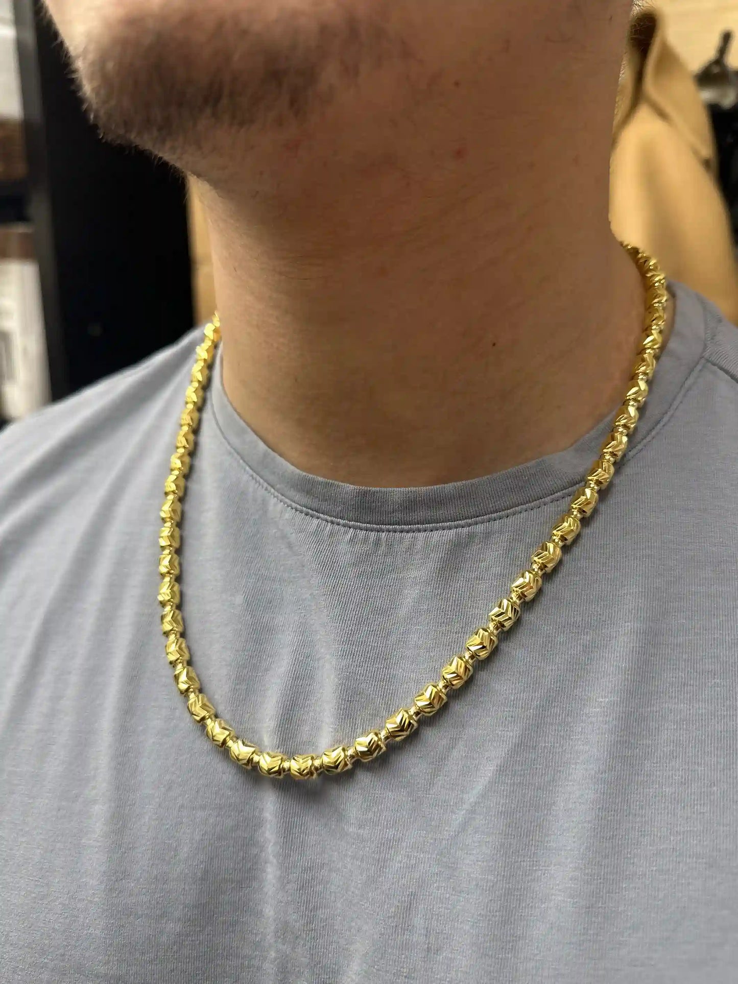 925 Sterling Silver Gold Plated Barrel Arrow Chain 6mm