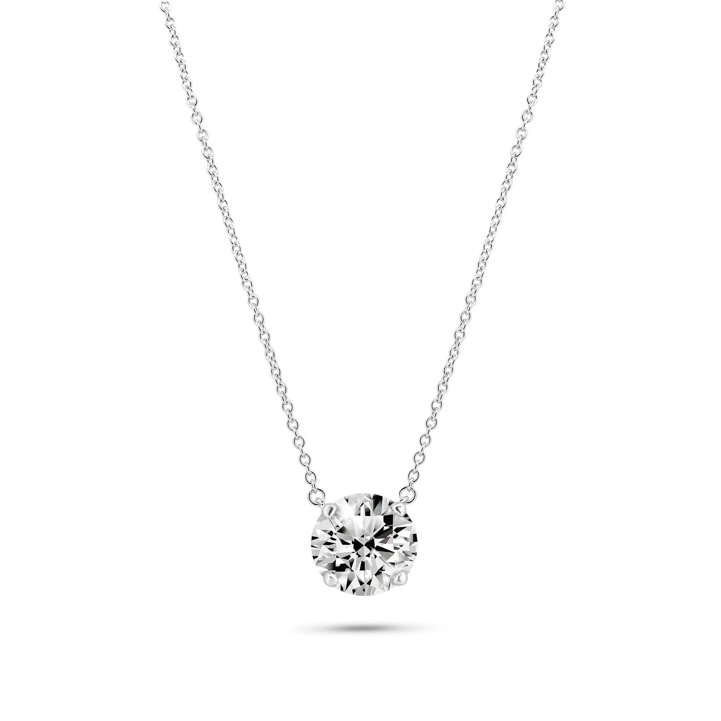 925 Sterling Silver Rhodium Plated Moissanite Stone Solitaire Necklace