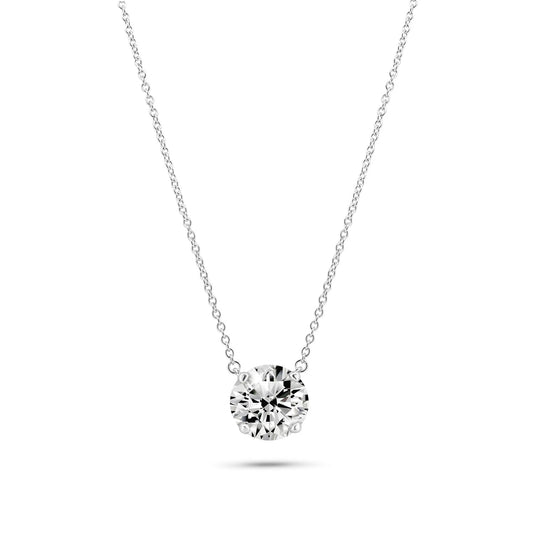 925 Sterling Silver Rhodium Plated Moissanite Stone Solitaire Necklace