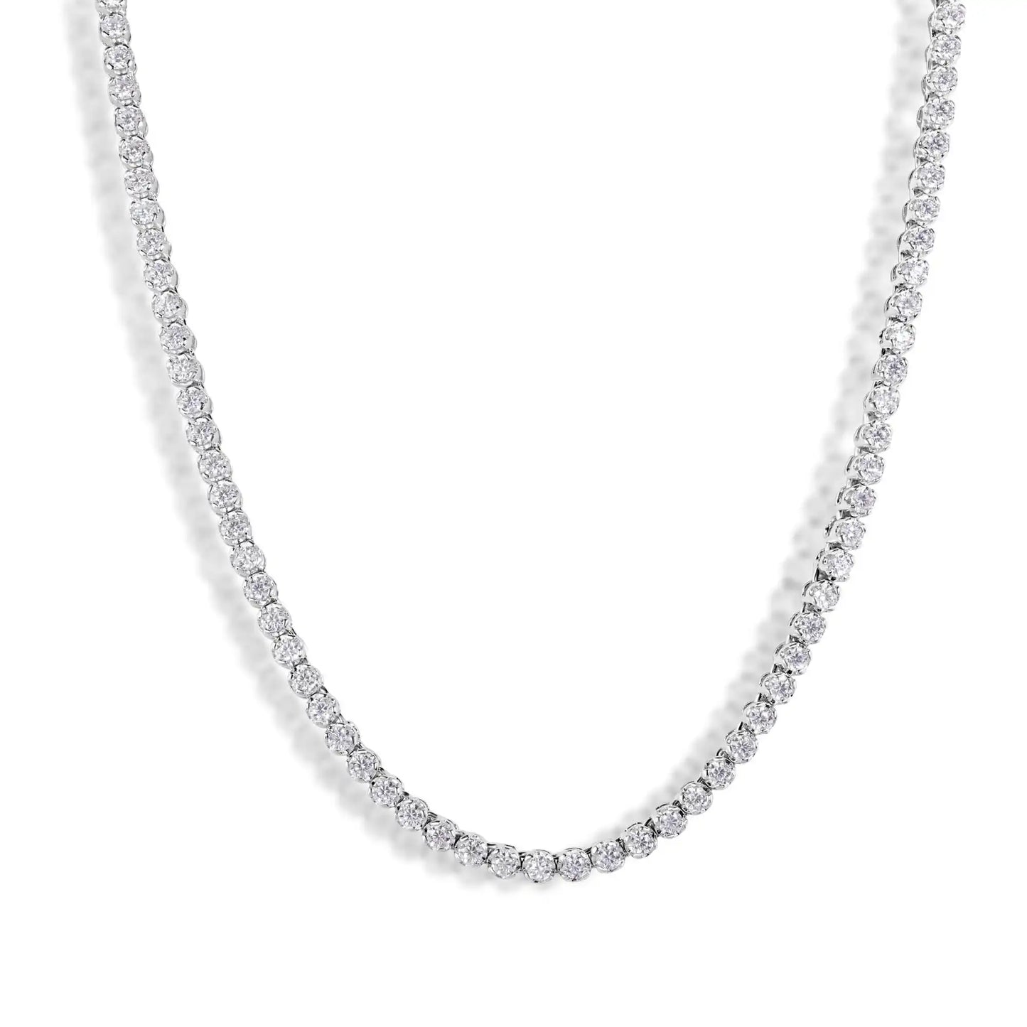 925 Sterling Silver Rhodium Plated Moissanite Stone 2.25mm Tennis Necklace