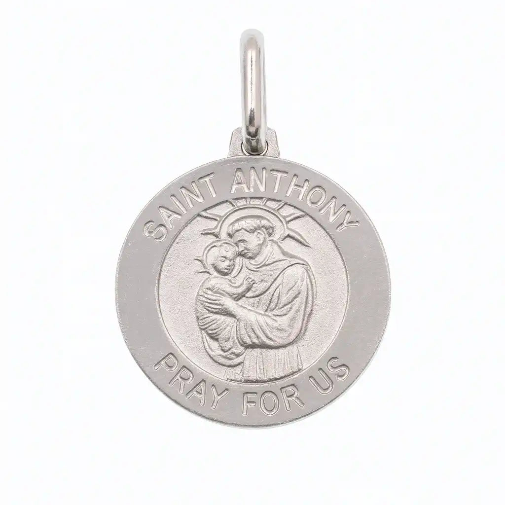 925 Sterling Silver High Polished Sandblasted Saint Anthony Pendant