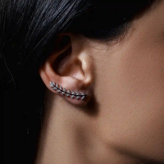 925 Sterling Silver Rhodium Plated Climbing Vine Earrings