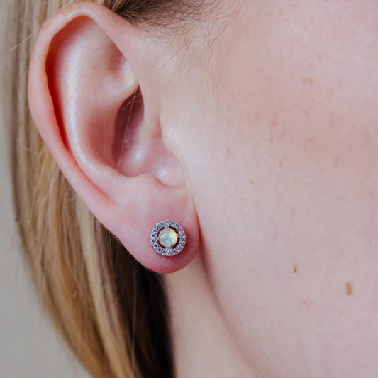925 Sterling Silver Rhodium Plated Clear Multi CZ Stud Earring 7.5mm