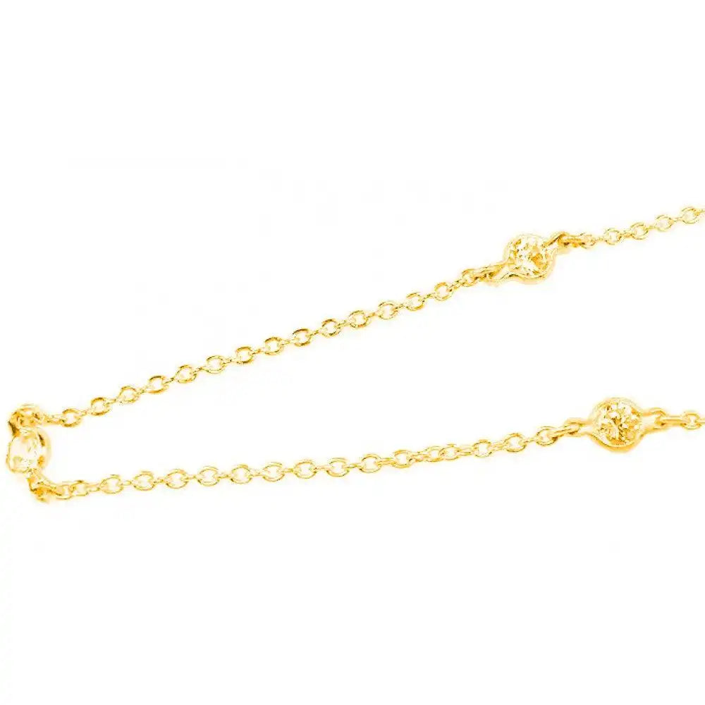 925 Sterling Silver Gold Plated CZ By The Yard Necklace