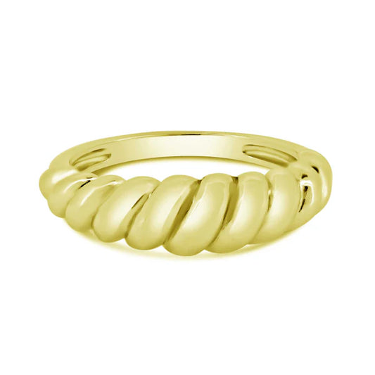 925 Sterling Silver Gold Plated Croissant Design Ring