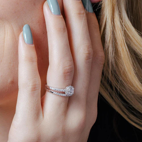 925 Sterling Silver Nickel Free Rhodium Plated Round Center CZ Bridal Ring