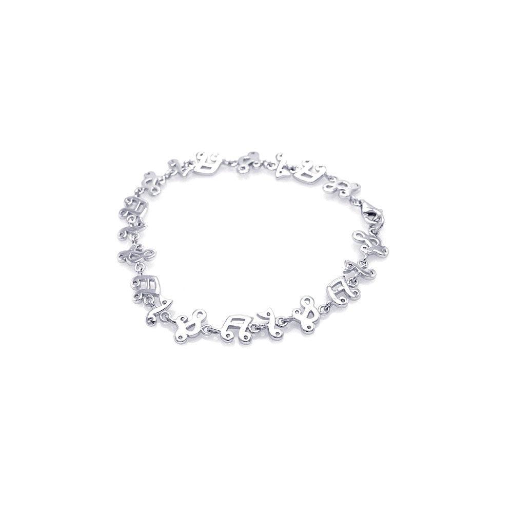 925 Silver Rhodium Plated Music Note Tennis Bracelet