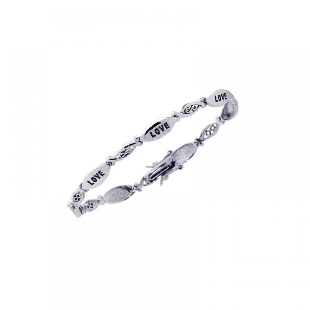 925 Silver Clearance-Rhodium Plated Love Infinity Tennis Bracelet