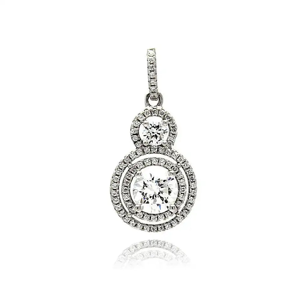 925 sterling silver Rhodium Plated Multiple Graduated Circle Micro Pave CZ Dangling Pendant