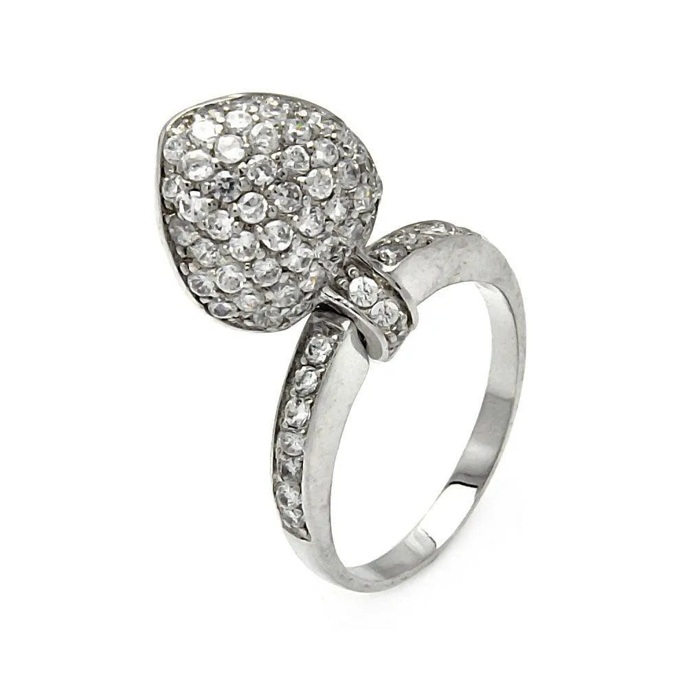 925 Sterling Silver Clearance Rhodium Plated Movable CZ Heart Ring