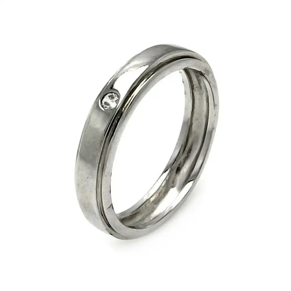 925 Sterling Silver Rhodium Plated Single CZ Ring