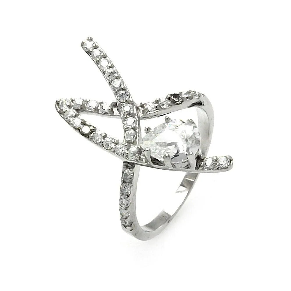925 Sterling Silver Clearance Rhodium Plated Entangled CZ Ring