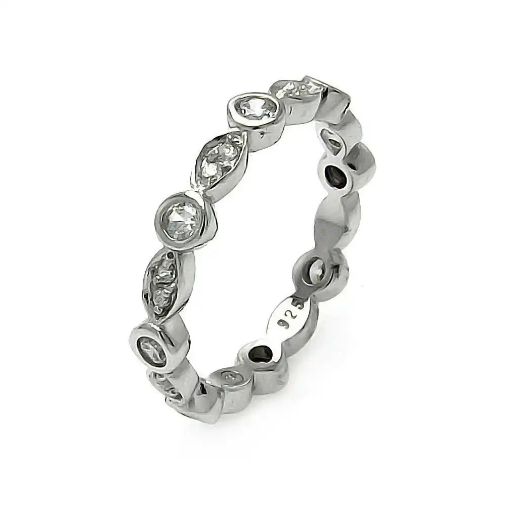 925 Sterling Silver Rhodium Plated CZ Stackable Eternity Ring