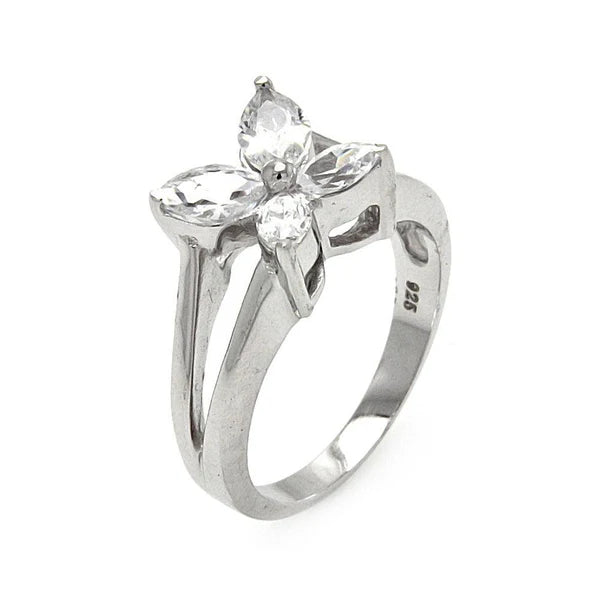 925 Sterling Silver Rhodium Plated Clearance CZ Butterfly Ring