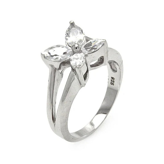 925 Sterling Silver Rhodium Plated Clearance CZ Butterfly Ring