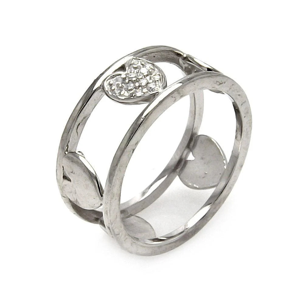 925 Silver Rhodium Plated CZ Eternity Heart Ring