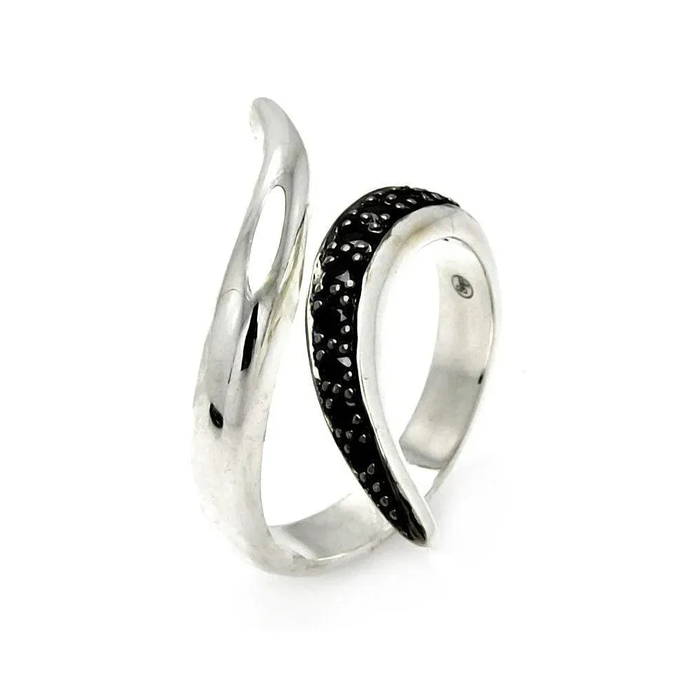 925 Sterling Silver Clearance Rhodium and Black Rhodium Plated Black CZ Ring