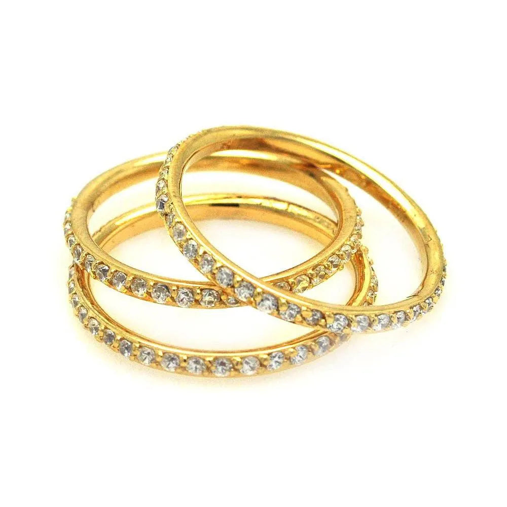 925 Sterling Silver Gold Plated CZ Stackable Ring Set